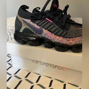 Nike Black and Multicolor Vapormax Flyknit Shoes